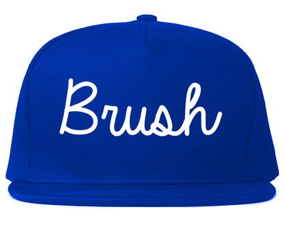 Brush Colorado CO Script Mens Snapback Hat Royal Blue