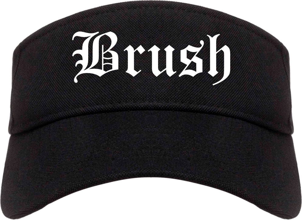 Brush Colorado CO Old English Mens Visor Cap Hat Black
