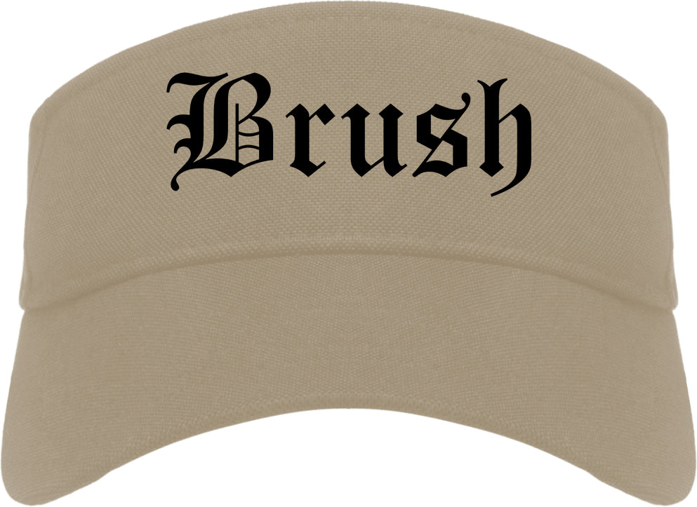 Brush Colorado CO Old English Mens Visor Cap Hat Khaki