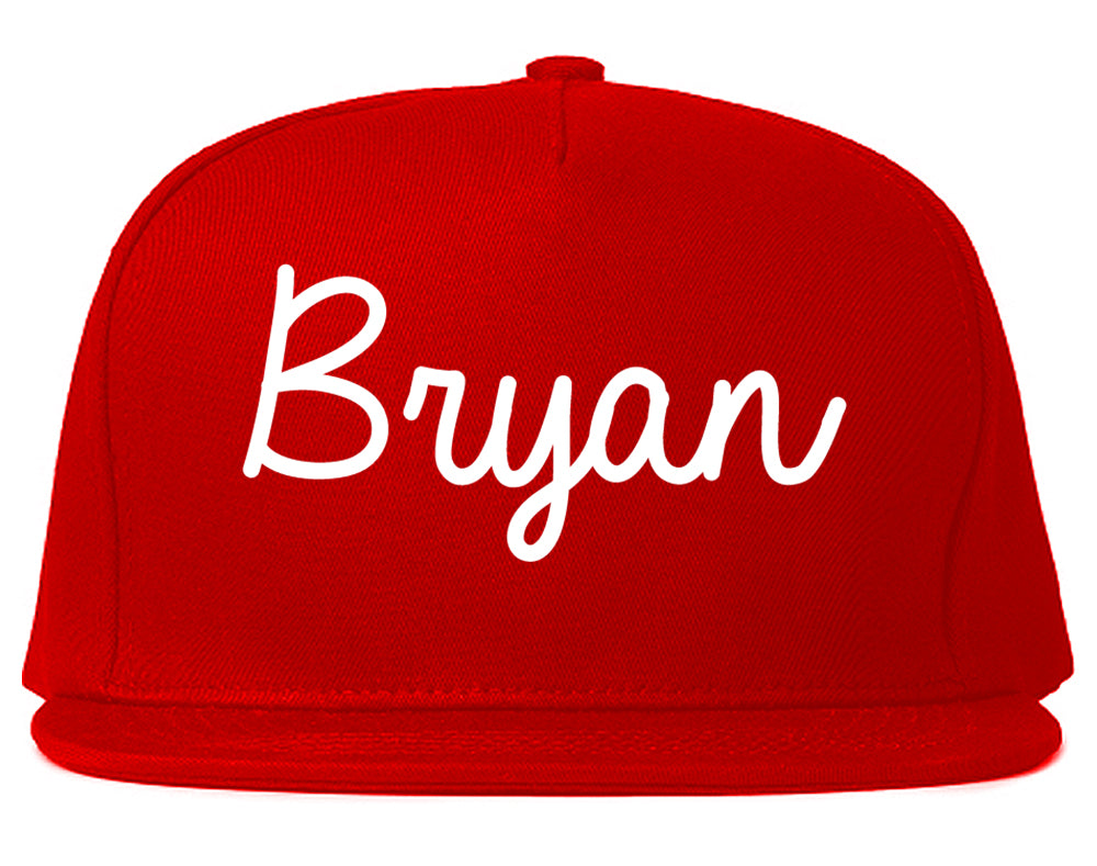 Bryan Ohio OH Script Mens Snapback Hat Red