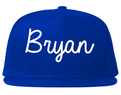 Bryan Ohio OH Script Mens Snapback Hat Royal Blue