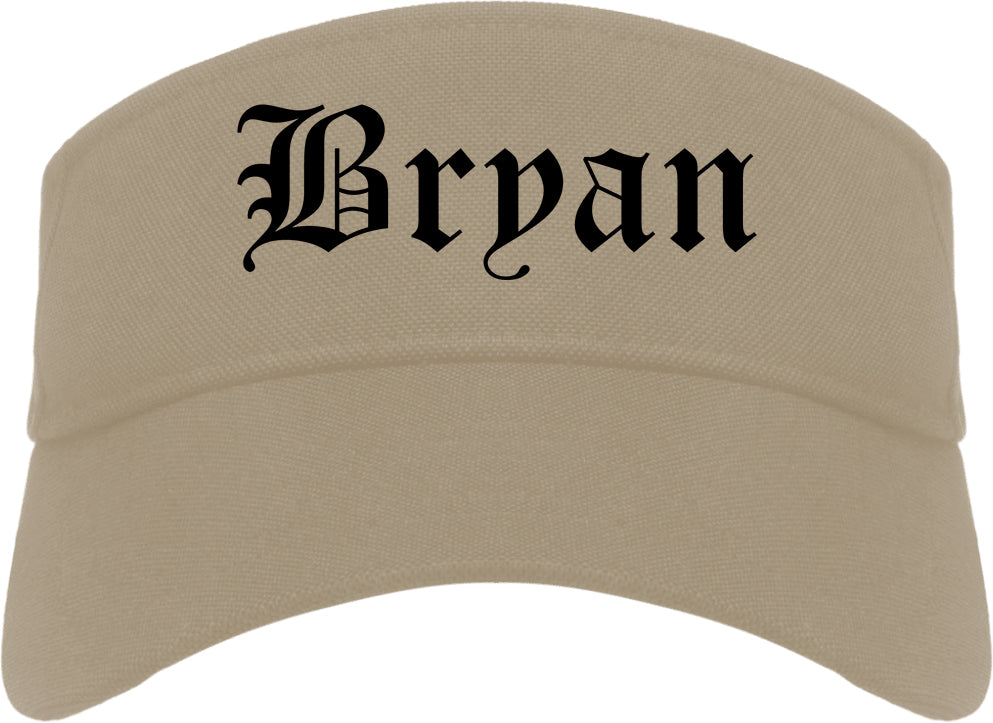 Bryan Ohio OH Old English Mens Visor Cap Hat Khaki