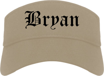 Bryan Ohio OH Old English Mens Visor Cap Hat Khaki
