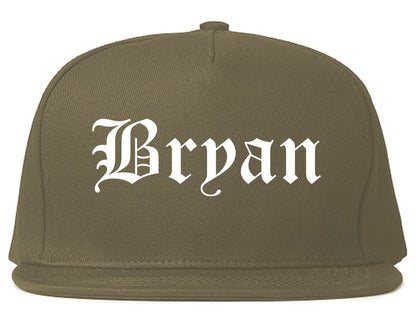 Bryan Texas TX Old English Mens Snapback Hat Grey