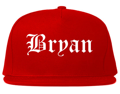 Bryan Texas TX Old English Mens Snapback Hat Red