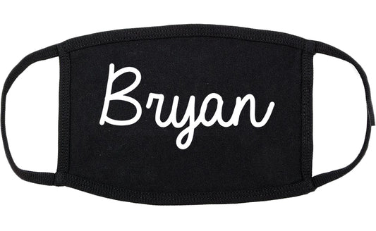Bryan Texas TX Script Cotton Face Mask Black