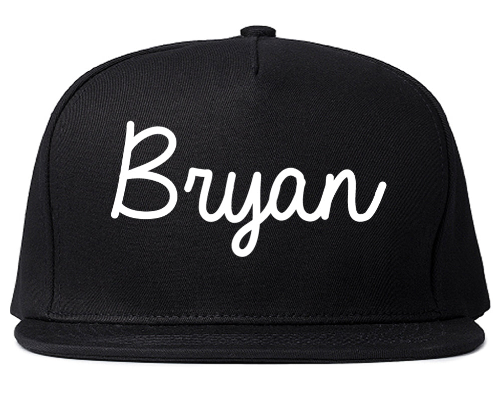 Bryan Texas TX Script Mens Snapback Hat Black