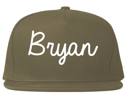 Bryan Texas TX Script Mens Snapback Hat Grey
