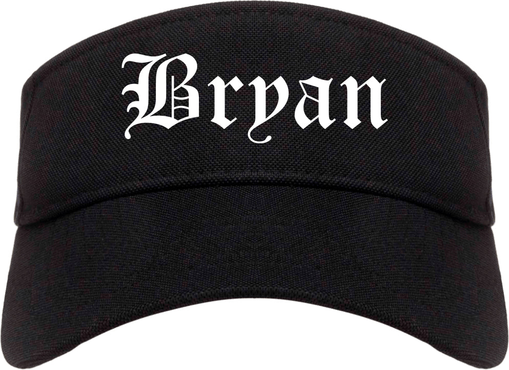 Bryan Texas TX Old English Mens Visor Cap Hat Black