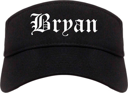 Bryan Texas TX Old English Mens Visor Cap Hat Black