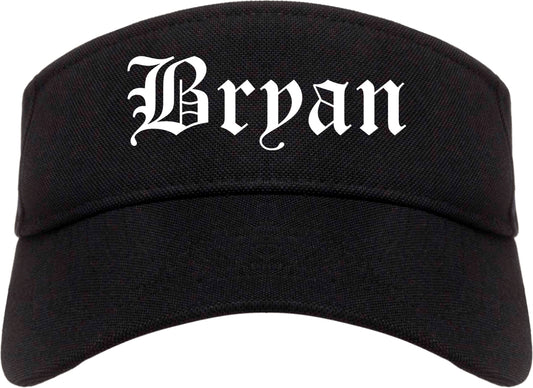 Bryan Texas TX Old English Mens Visor Cap Hat Black