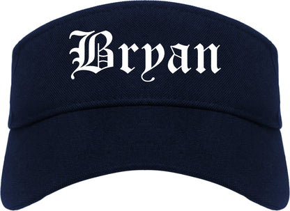 Bryan Texas TX Old English Mens Visor Cap Hat Navy Blue
