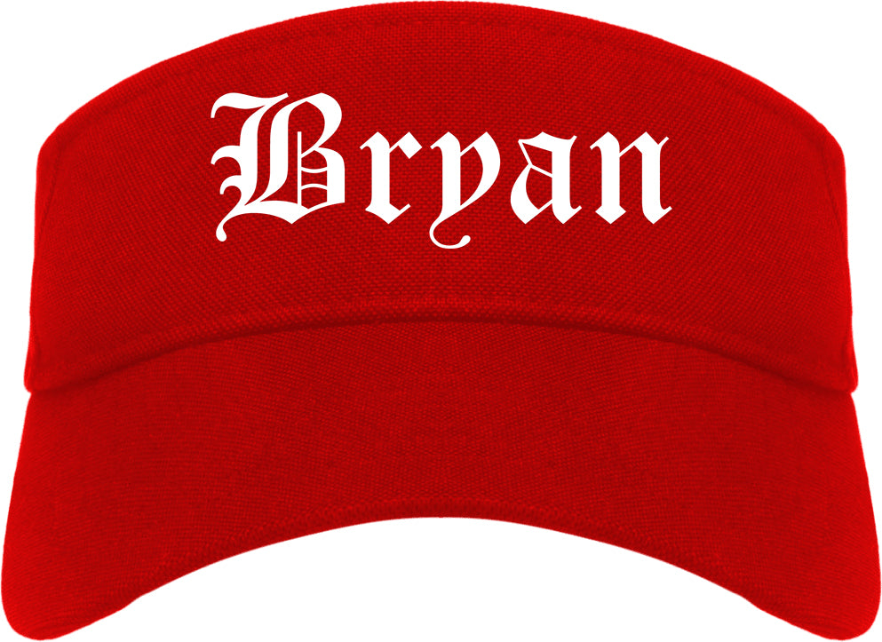 Bryan Texas TX Old English Mens Visor Cap Hat Red