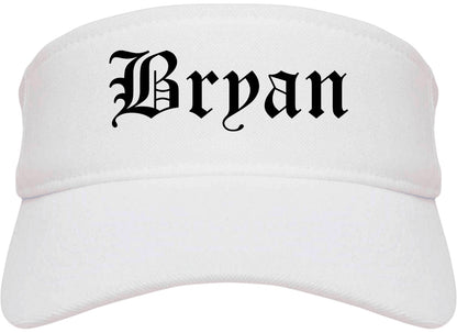Bryan Texas TX Old English Mens Visor Cap Hat White