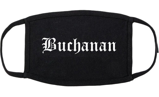 Buchanan Michigan MI Old English Cotton Face Mask Black