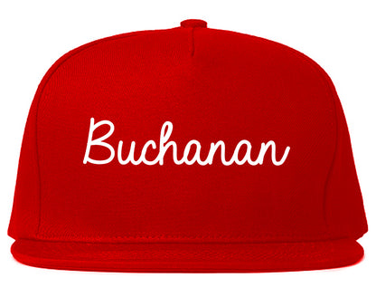 Buchanan Michigan MI Script Mens Snapback Hat Red