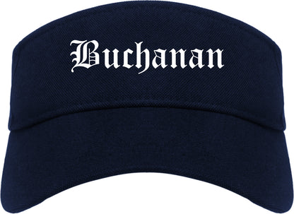 Buchanan Michigan MI Old English Mens Visor Cap Hat Navy Blue