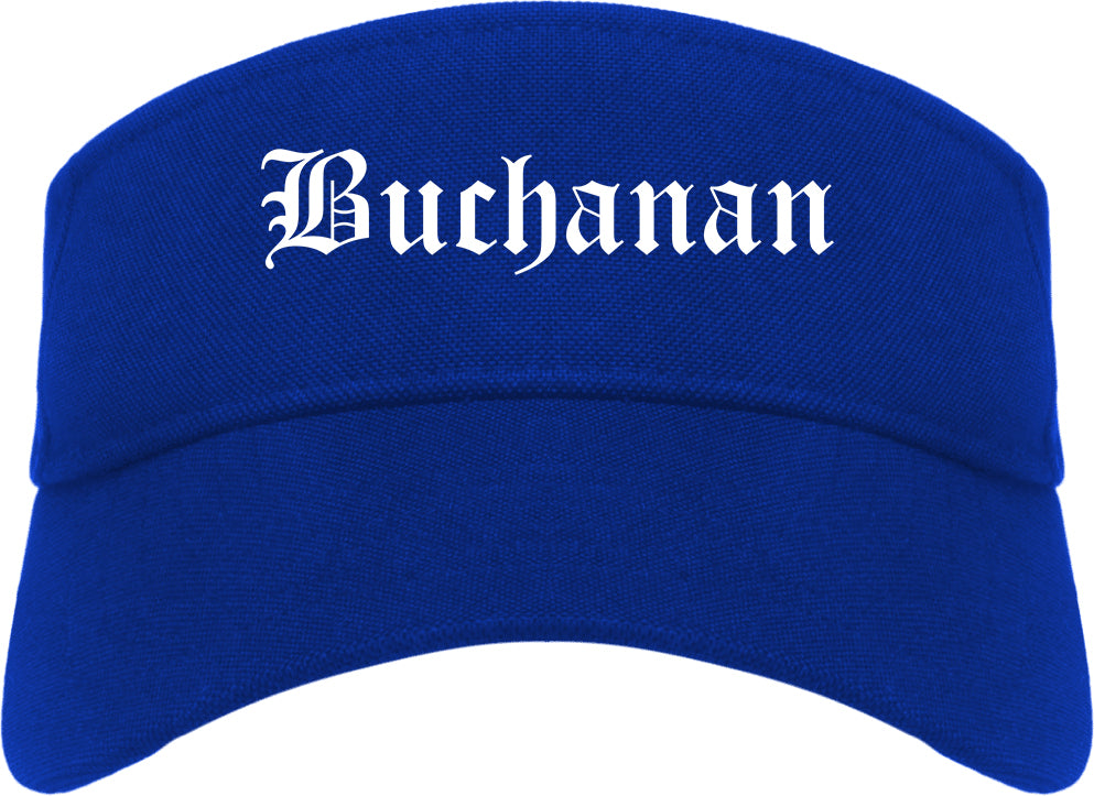Buchanan Michigan MI Old English Mens Visor Cap Hat Royal Blue