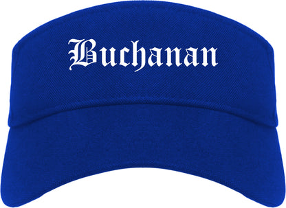 Buchanan Michigan MI Old English Mens Visor Cap Hat Royal Blue