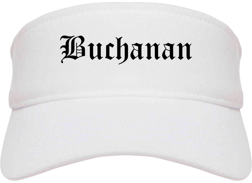 Buchanan Michigan MI Old English Mens Visor Cap Hat White