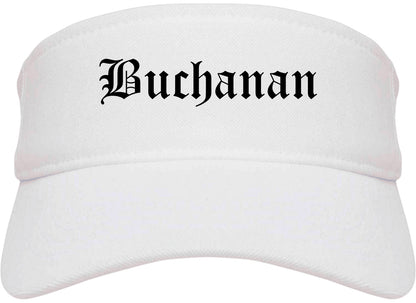 Buchanan Michigan MI Old English Mens Visor Cap Hat White