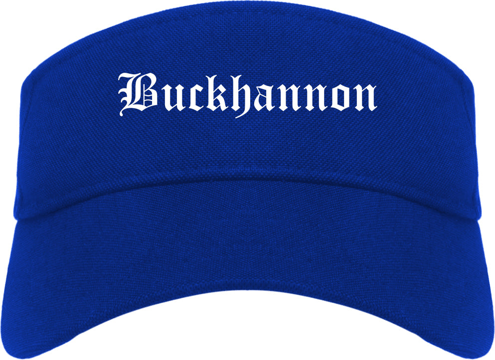 Buckhannon West Virginia WV Old English Mens Visor Cap Hat Royal Blue
