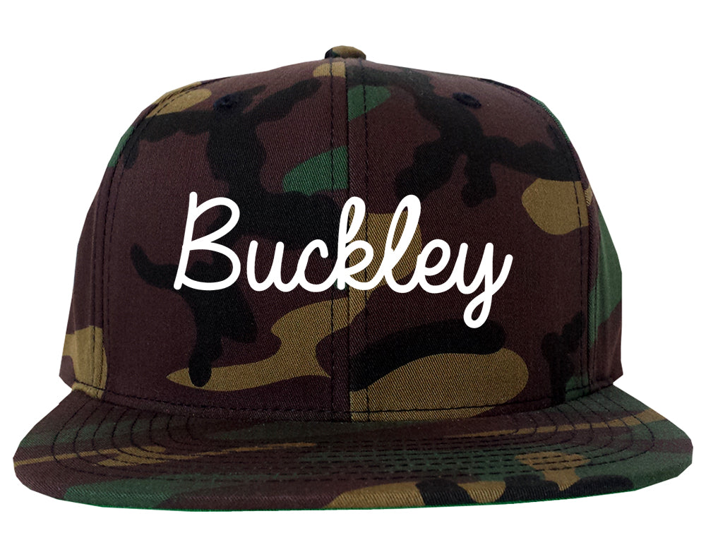 Buckley Washington WA Script Mens Snapback Hat Army Camo