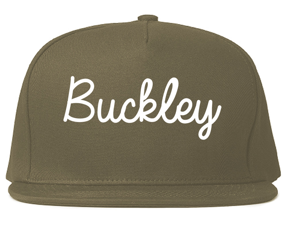 Buckley Washington WA Script Mens Snapback Hat Grey