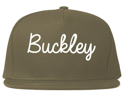 Buckley Washington WA Script Mens Snapback Hat Grey