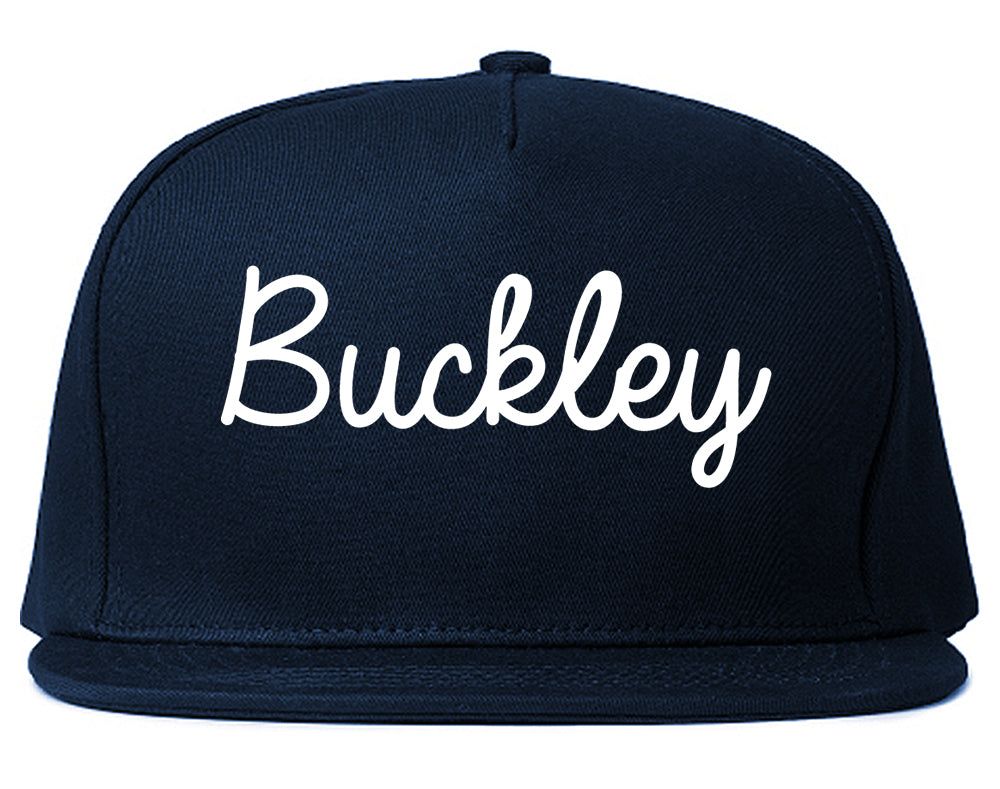 Buckley Washington WA Script Mens Snapback Hat Navy Blue
