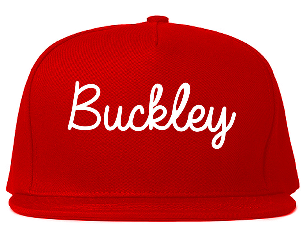 Buckley Washington WA Script Mens Snapback Hat Red