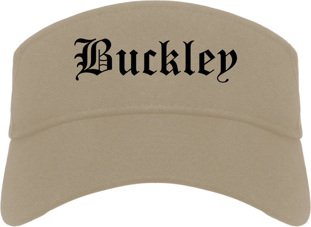 Buckley Washington WA Old English Mens Visor Cap Hat Khaki