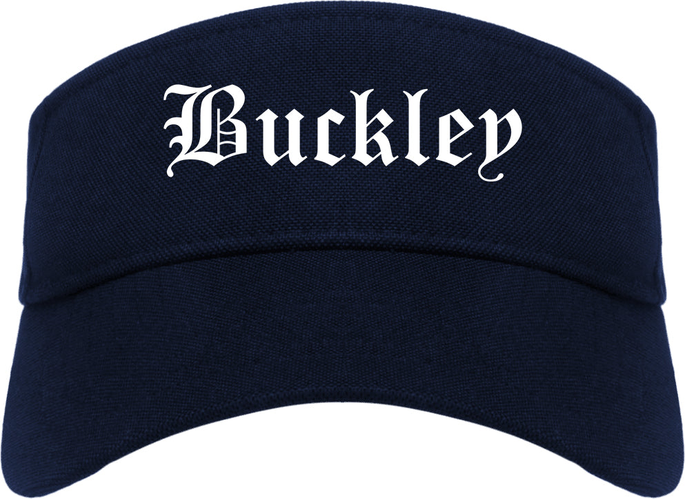 Buckley Washington WA Old English Mens Visor Cap Hat Navy Blue
