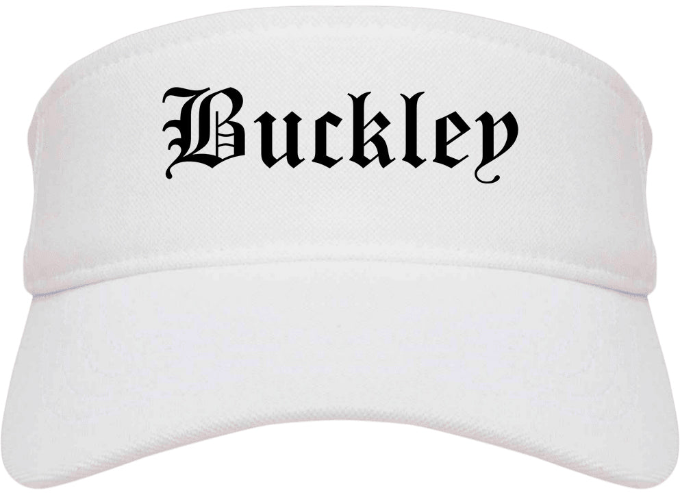 Buckley Washington WA Old English Mens Visor Cap Hat White