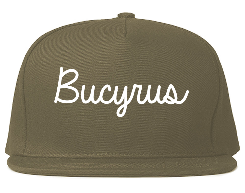 Bucyrus Ohio OH Script Mens Snapback Hat Grey