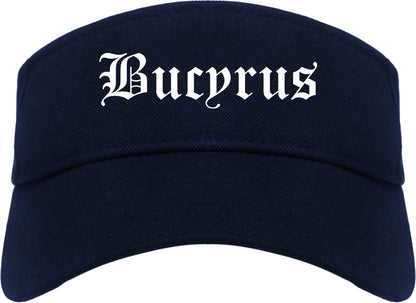 Bucyrus Ohio OH Old English Mens Visor Cap Hat Navy Blue
