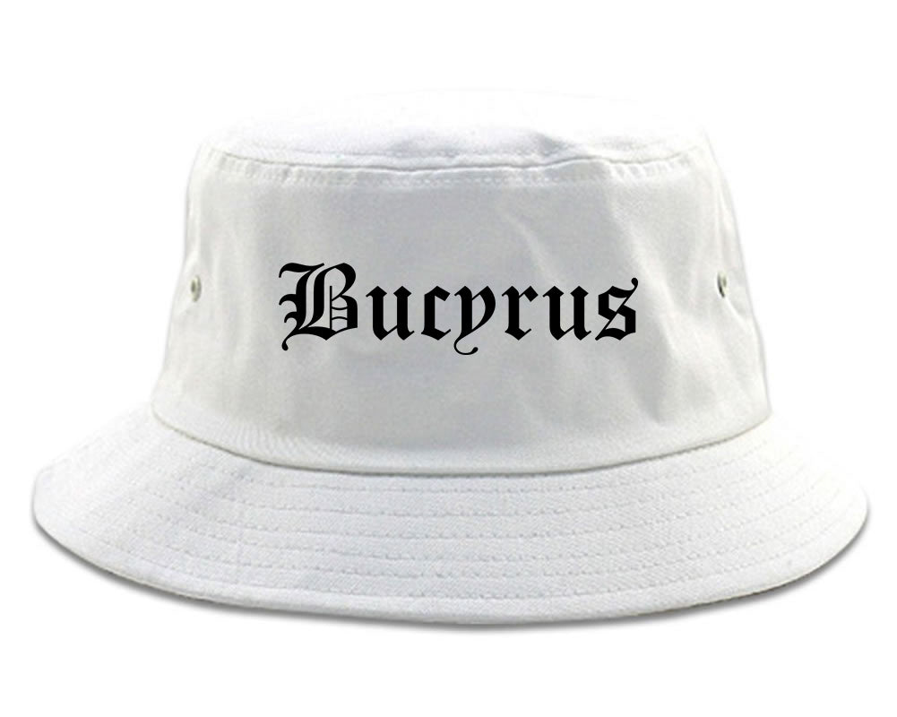 Bucyrus Ohio OH Old English Mens Bucket Hat White