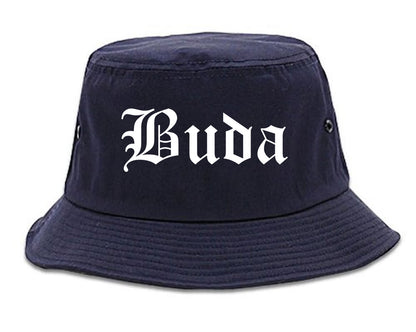 Buda Texas TX Old English Mens Bucket Hat Navy Blue