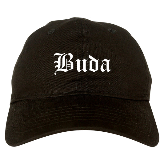 Buda Texas TX Old English Mens Dad Hat Baseball Cap Black