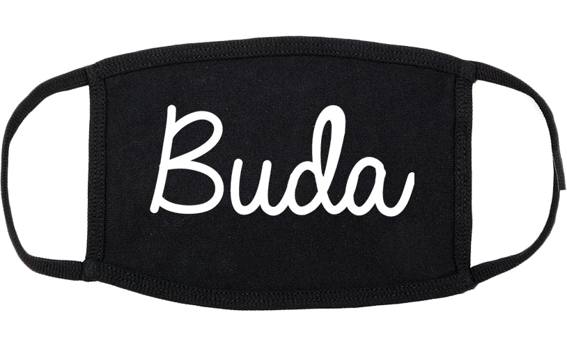 Buda Texas TX Script Cotton Face Mask Black