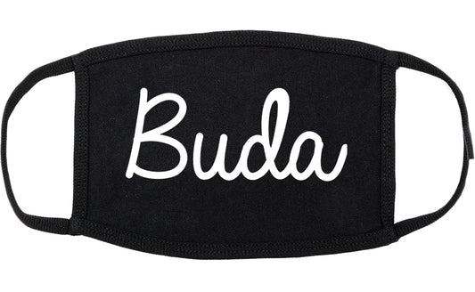 Buda Texas TX Script Cotton Face Mask Black