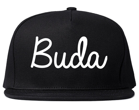 Buda Texas TX Script Mens Snapback Hat Black