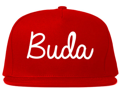 Buda Texas TX Script Mens Snapback Hat Red