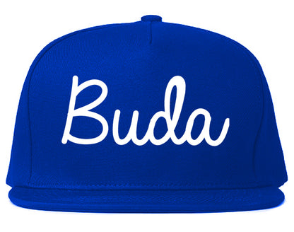 Buda Texas TX Script Mens Snapback Hat Royal Blue