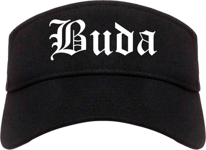 Buda Texas TX Old English Mens Visor Cap Hat Black