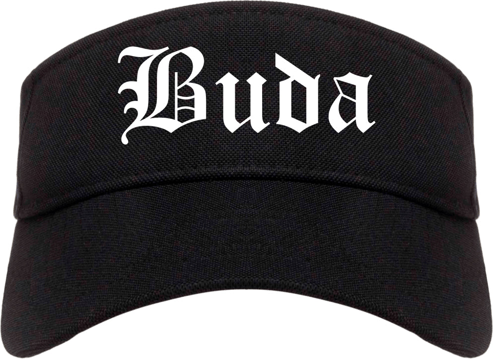 Buda Texas TX Old English Mens Visor Cap Hat Black