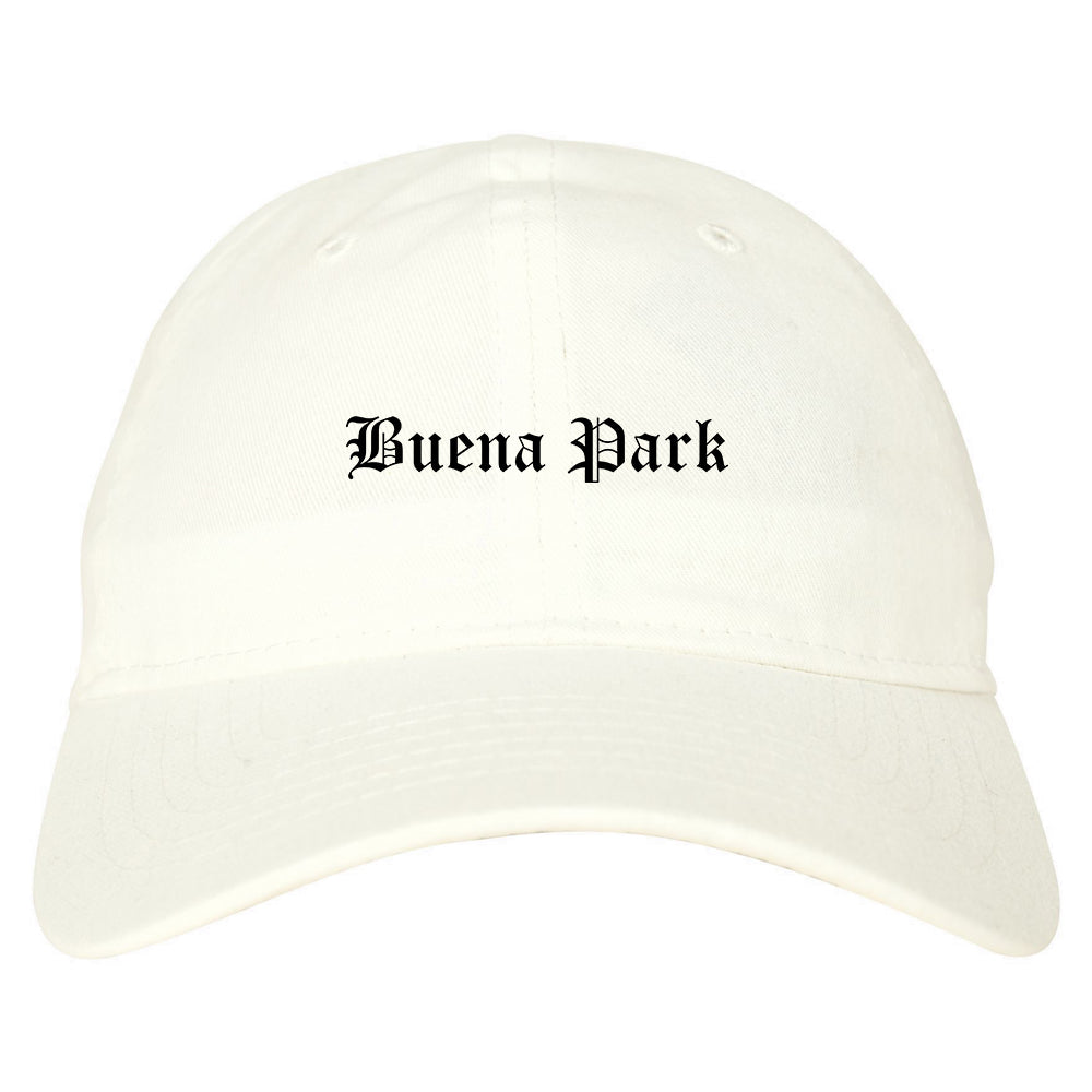 Buena Park California CA Old English Mens Dad Hat Baseball Cap White