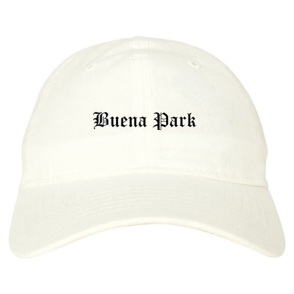 Buena Park California CA Old English Mens Dad Hat Baseball Cap White