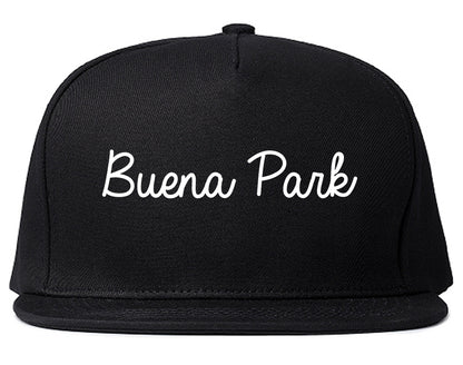 Buena Park California CA Script Mens Snapback Hat Black