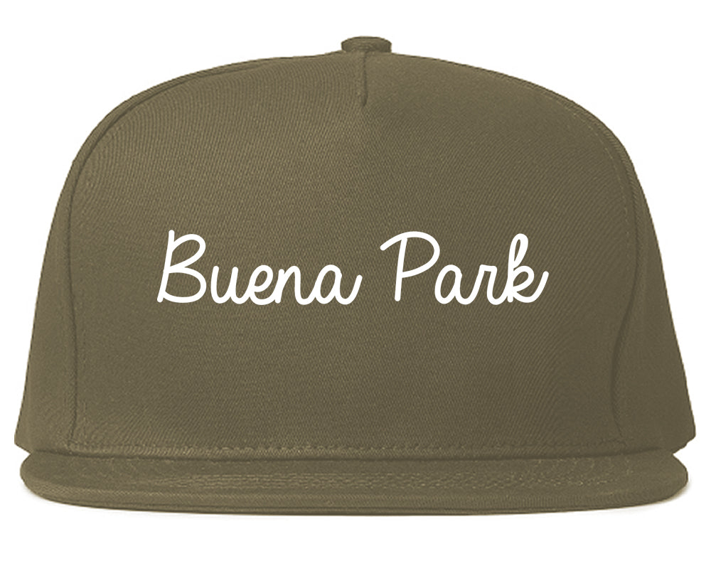 Buena Park California CA Script Mens Snapback Hat Grey